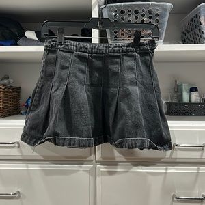 Grunge Black Denim Tennis Skirt